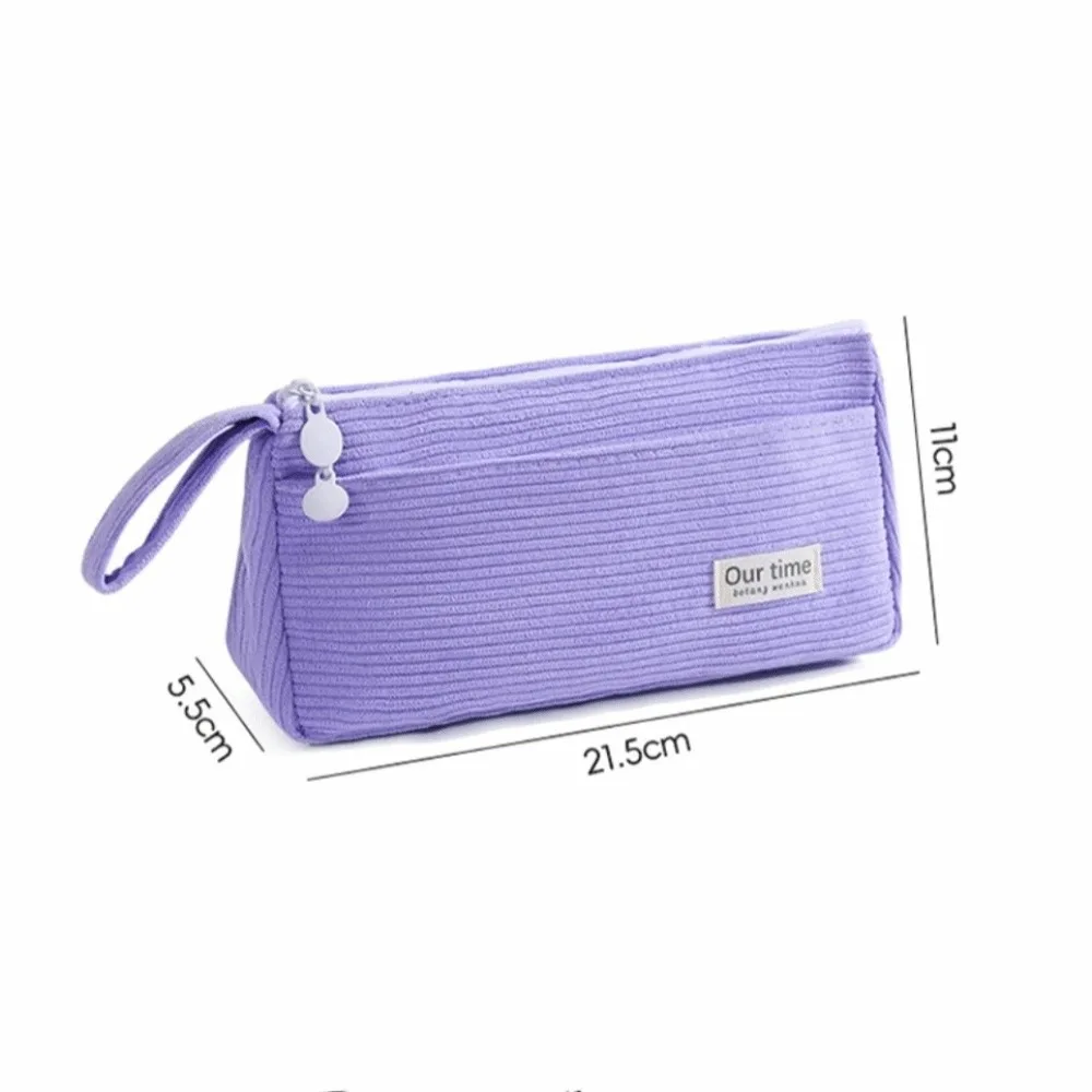 New Corduroy Pencil Case Large Capacity Multifunctional Pencil Pouch Solid color Pen Storage Bag Student