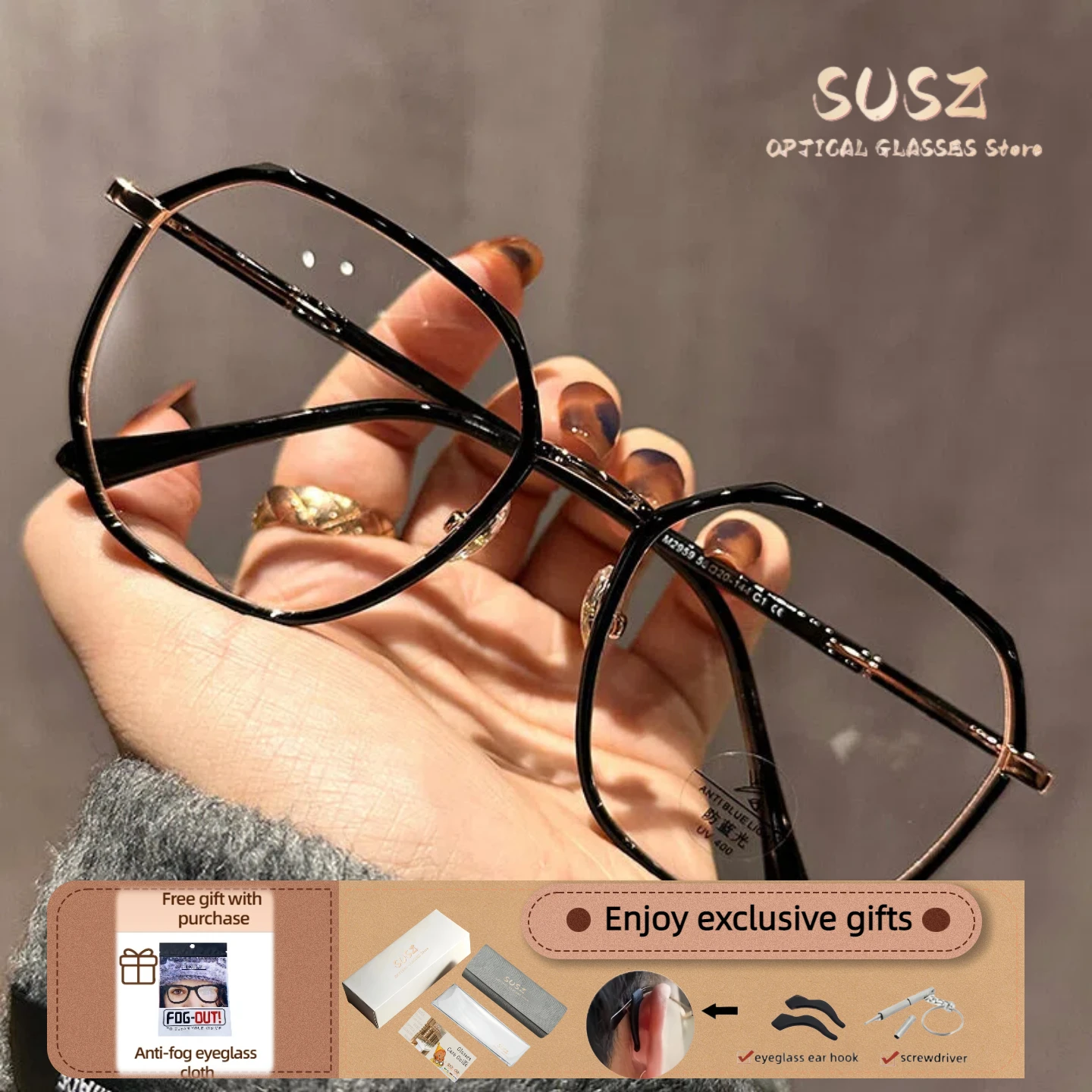 

SUSZ Fashion Oval Women Reading Glasses Blue Light Blocking Myopia Optical Glasses Customized Progressive Prescription Eyewear