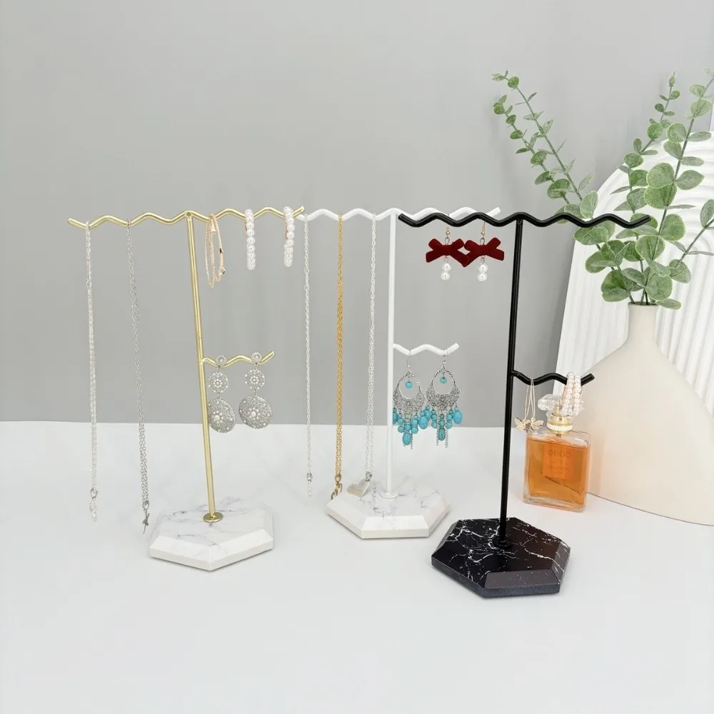 

Wave-Shaped Top Metal Jewelry Organizer Creative Modern Jewelry Display Stand Detachable Space Saving Accessories Display Stand