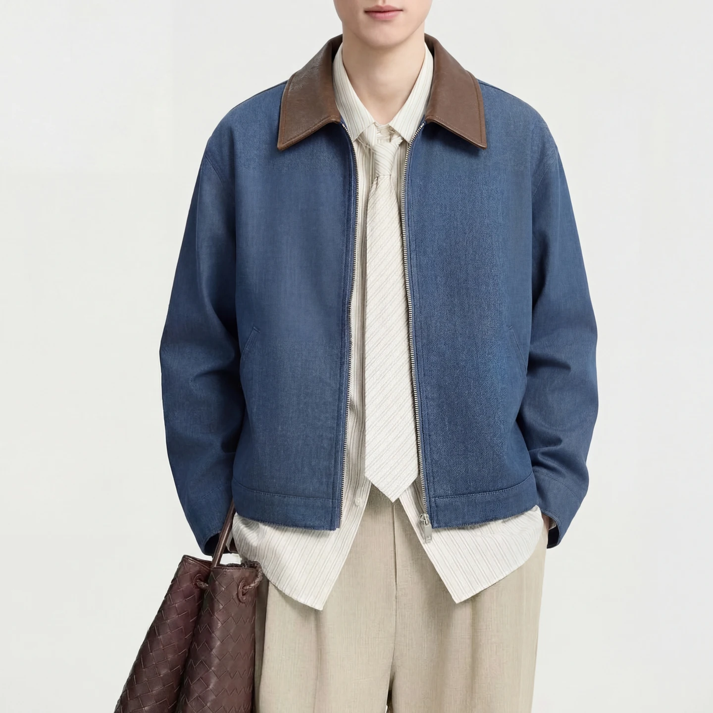 

Весенние новые куртки для мужчин: высококачественные однотонные мужские повседневные джинсовые куртки с длинными рукавами, кожаные куртки с отложным воротником для мужчин.