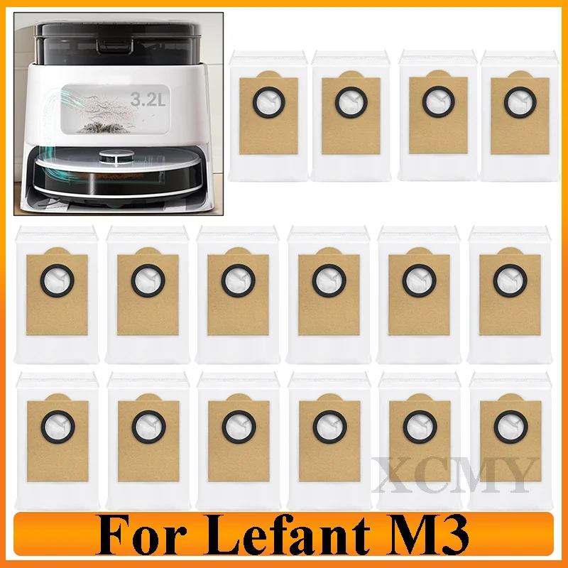 Convient pour (Left M3 / M3 MAX / M3L) Robot aspirateur 3.2 litres grande capacité jetable remplacement sac à poussière accessoires