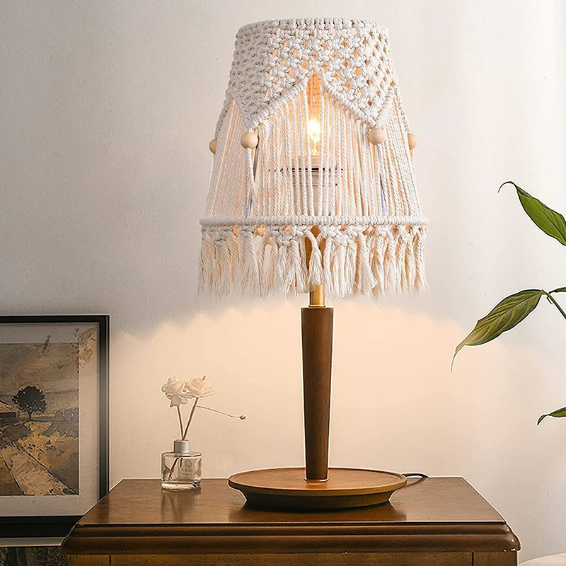 

Crochet Macrame Light Shade Chandelier Hanging Lamp Cover Handmade Cotton Rope Lampshade Tapestry Woven Tapestry Home Decoration