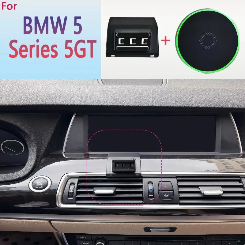 

Magnetic Car Phone Holder For BMW 5 Series 5GT F07 2010 2011 2012 2013 2014-2017 15W Wireless Charging Phone Holder