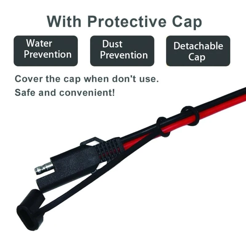 SAE Extension Cable 16 AWG Wire Harness Sae to Battery Clip12V #6