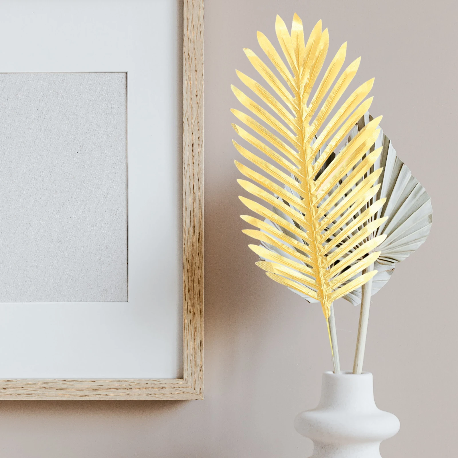 

12pcs Artificial Golden Leaves Decor Faux Eucalyptus Tropical Plant Simulation Leaf Adornment Home Party Wedding Celebration