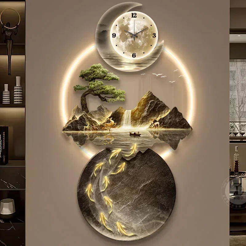 Customizable Chinese Style Luminous Wall Watch Modern Big Size Cute Interior Mechanism Wall