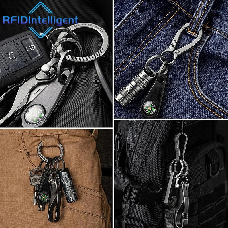 High Quality Titanium Alloy Key Ring Buckle Pendant Super Lightweight Car Keychain Rings Keyfob Crafts Key Rings Creativity Gift