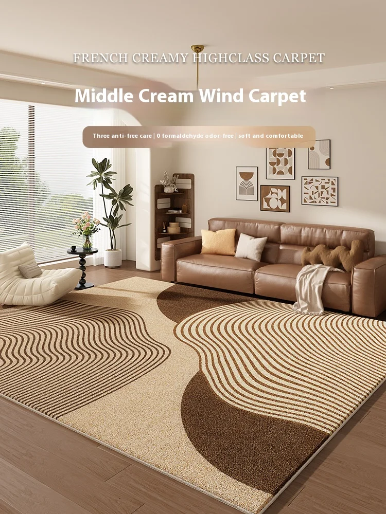 

VIKAMA Medieval-Style Living Room, Ultra-Fine Sand Carpet, Cream-Style Sofa, Coffee Table, Floor Mat, Bedroom Bedside Blanket