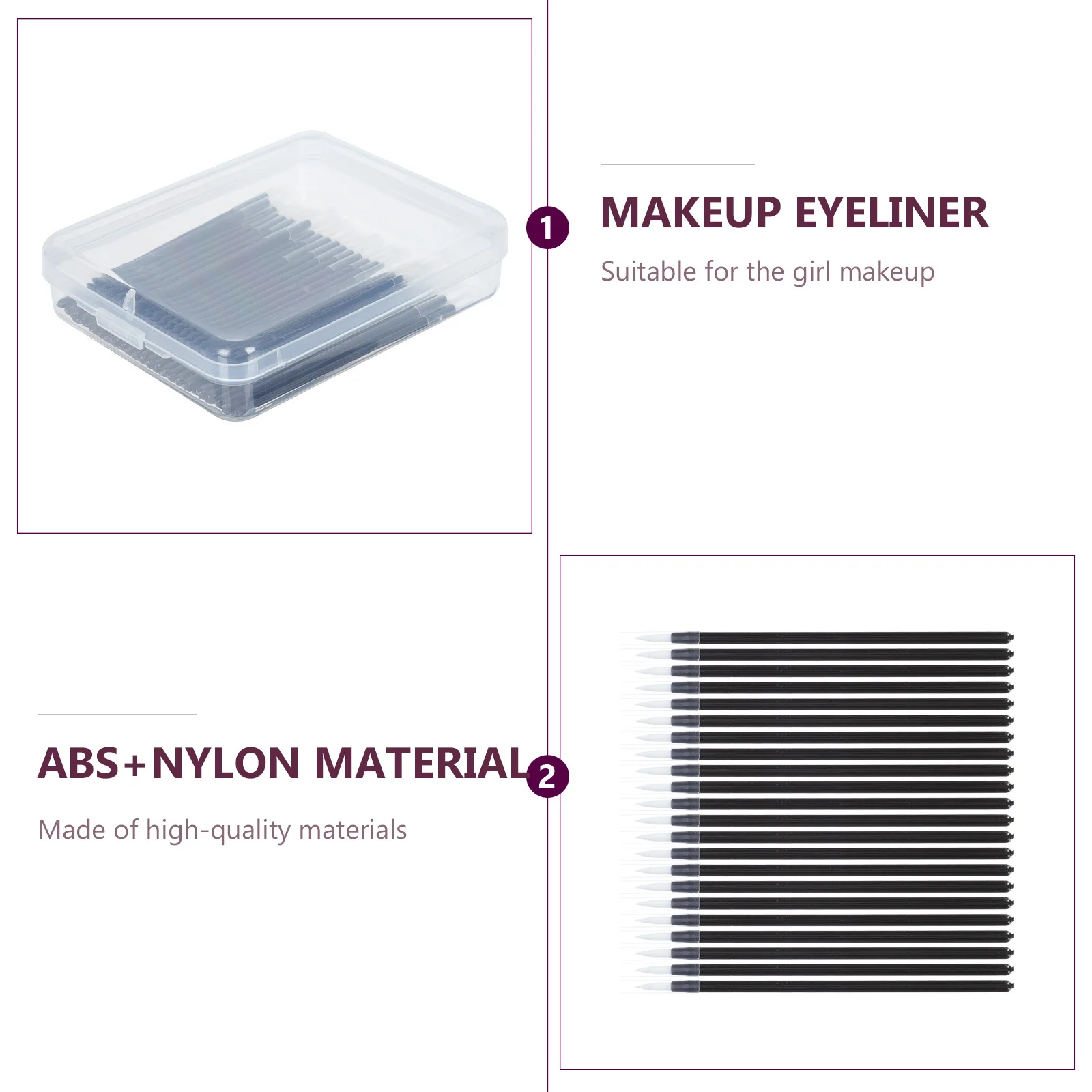 50 قطعة من فرشاة المكياج، فرشاة تحديد العيون، مقبض شعيرات مدمج محمول ممتاز لتطبيق تحديد الشفاه السائل الموحد #1