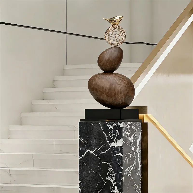 Resin Sculptures Imitation Stone Creative Art Ornament Luxury Good Luck Aesthetic Living Room Figurines Modern Nordic Home Decor