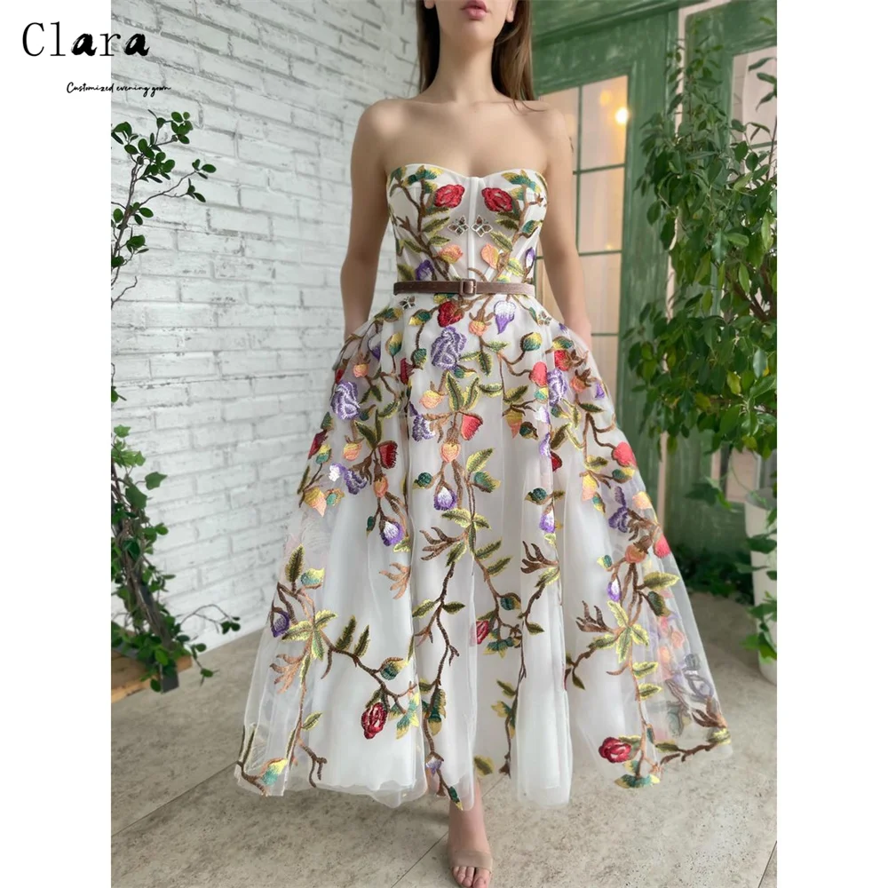 

Clara Custom A-line Spaghetti Straps Sweetheart Flower Elegant Evening Dresses for Woman Party Dresses Luxury 2026 Prom Dress