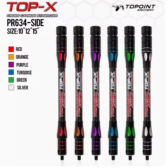 Topoint PR634 Stabilisator Seitenstange 10/12/15 Hauptstange 18/24/27/30/34 Zoll 3K Reine Kohlefaser Bogenschießen Recurvebogen Ausgleichsstange – Detail 6