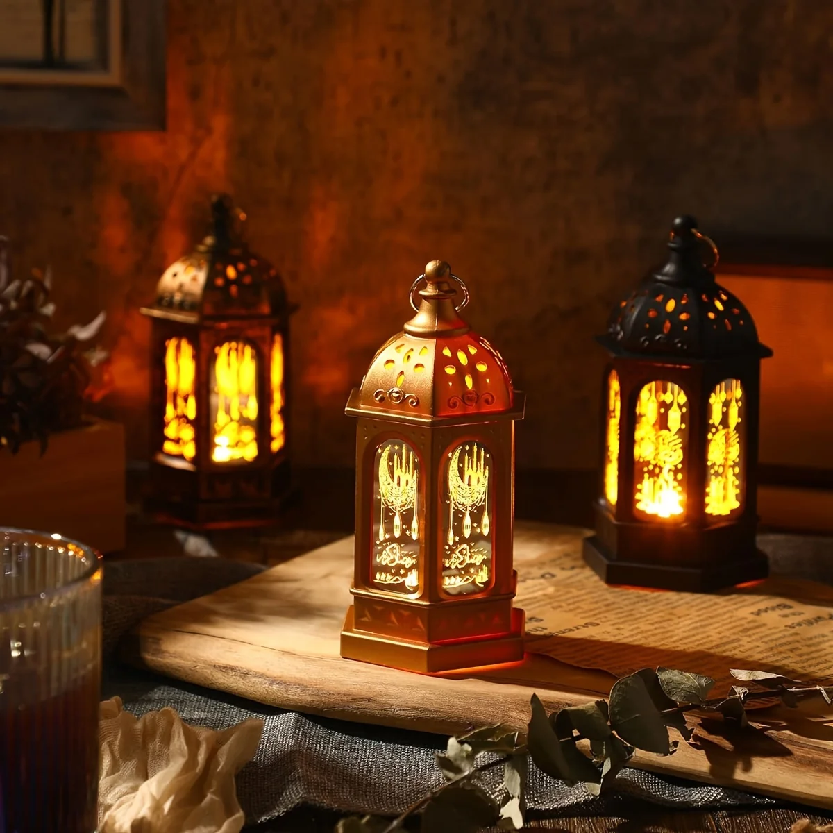 Eid Decorazione Luce Eid LED Lampada da tavolo retrò marocchina Forniture Ramadan Lanterna a vento Decorazione per regalo per feste in casa