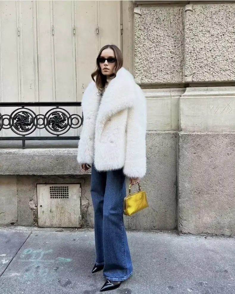 인조 모피 여성 코트 여름용 염색 그라데이션 유럽 스타일 하이넥 여가용 하이웨이스트 보온 니치