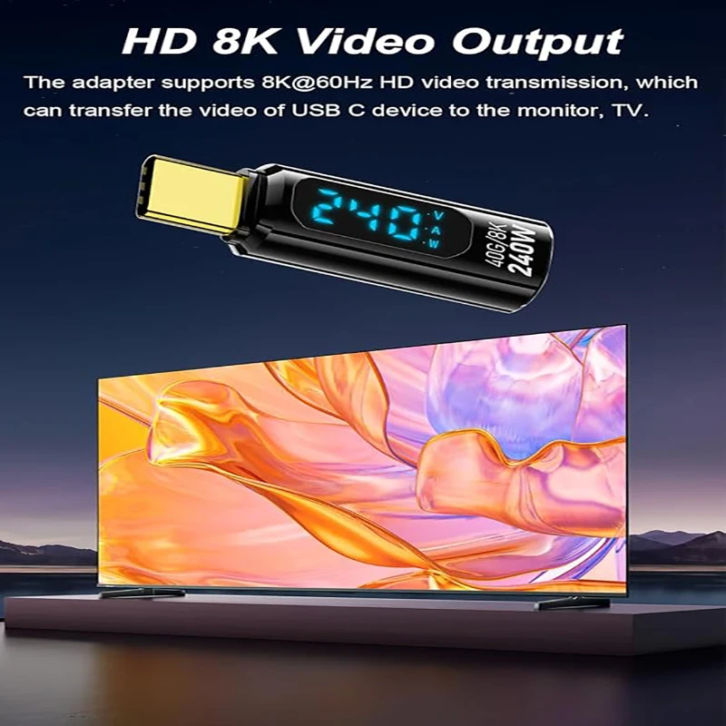 Transparent digital display USB 4 full-function digital charging adapter 240W digital display type-C adapter