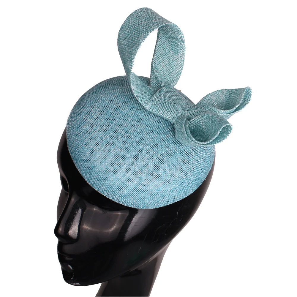 Imitation Sinamay Fascinator Hat for Women Elegant bride Wedding Headwear with Bow Cocktail Race Day Headpiece hair accessories