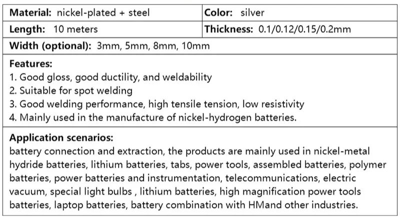 1 Rolle vernickeltes Stahlband für Punktschweißmaschinen – Batterieschweißgerät für 18650 Li-Ionen-Akku-Nickelblechverbinder – Detail 2