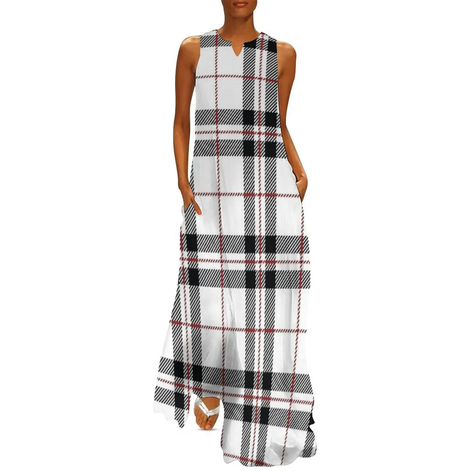 

Macpherson White Tartan Plaid Long Dress dresses summer woman 2025 women's clothing summer 2025 novelties women party dresses