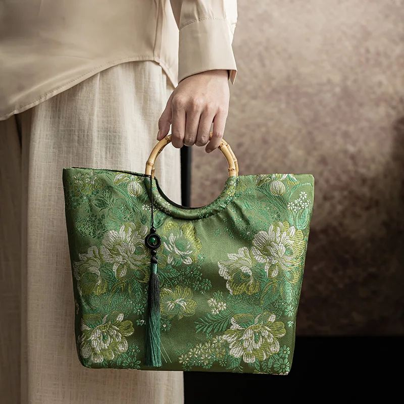 

Ретро-сумка с вышивкой и жаккардовым узором, китайская сумка-кольцо