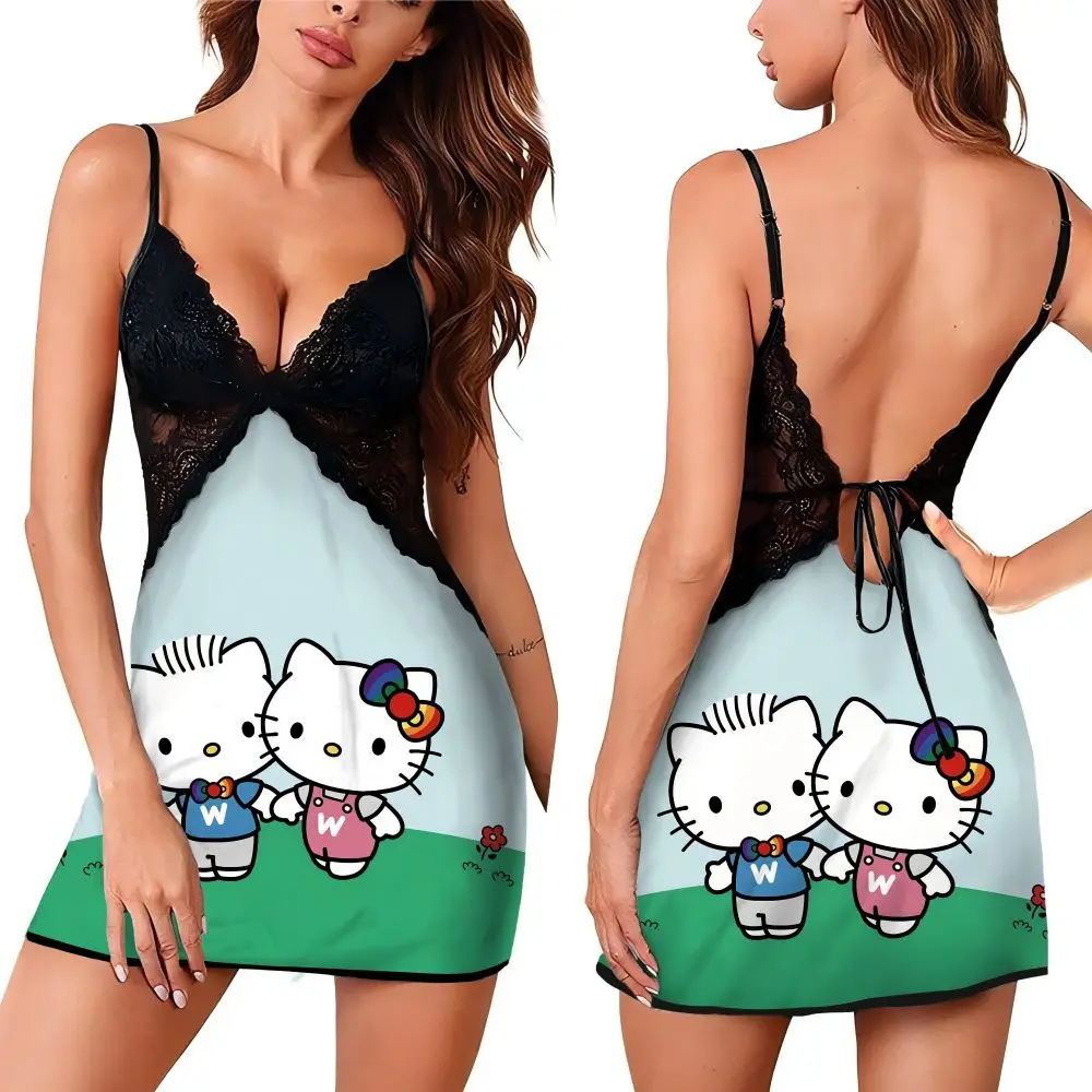 

Cartoon Pattern Print Women's Sleepwear Summer Fashion New Nightwear for Women Sexy Charming Female Halter Sleepdress Homelike