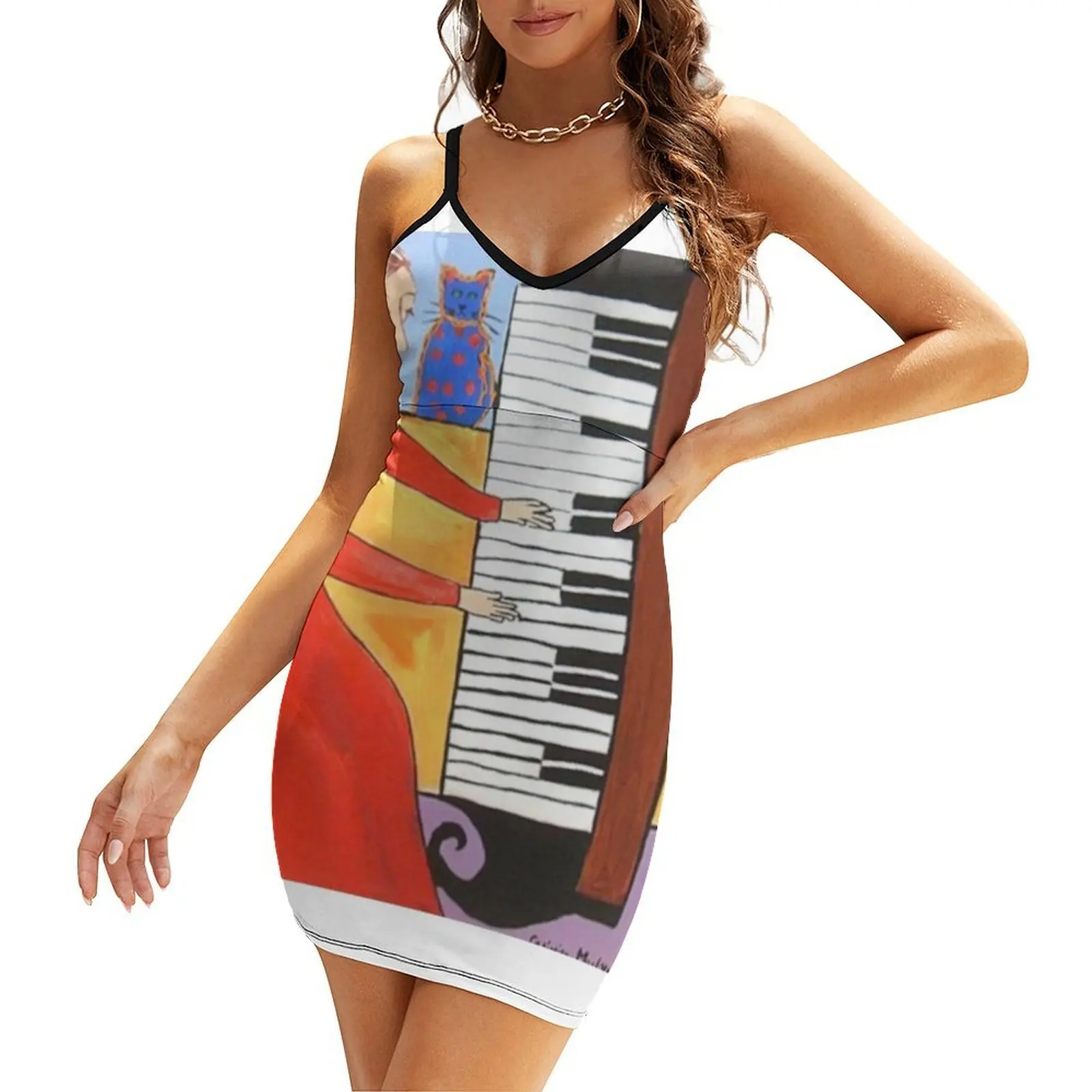 

The Eccentric Cat Woman and her Cats Sling Dress summer dresses for women 2025 evening dresses ladies african dresses for woman