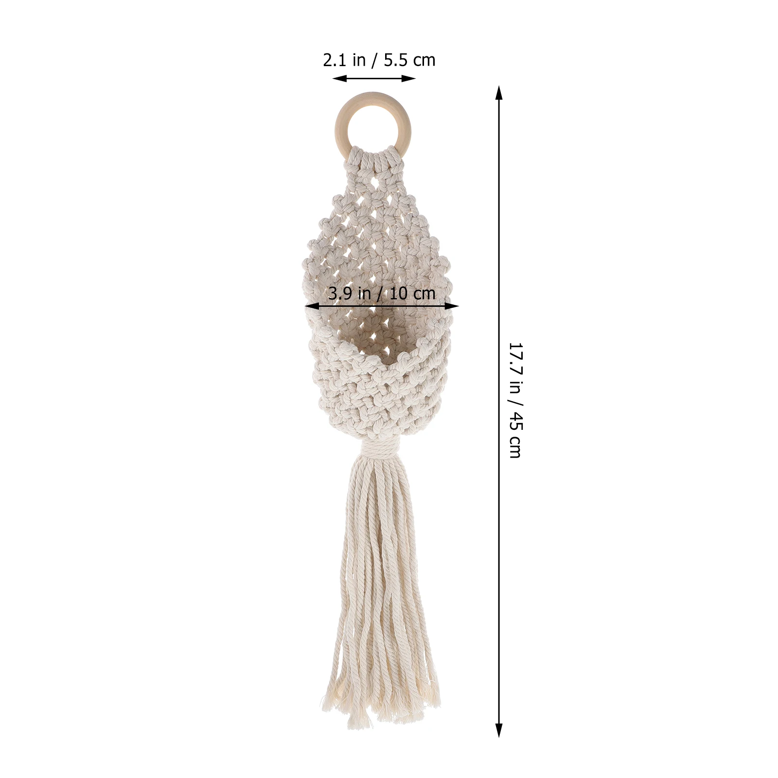 

Water-Drop Shaped Macrame Hanging Fruit Basket Hand-Made Cotton Rope Kitchen Decorative Storage Basket Organizer