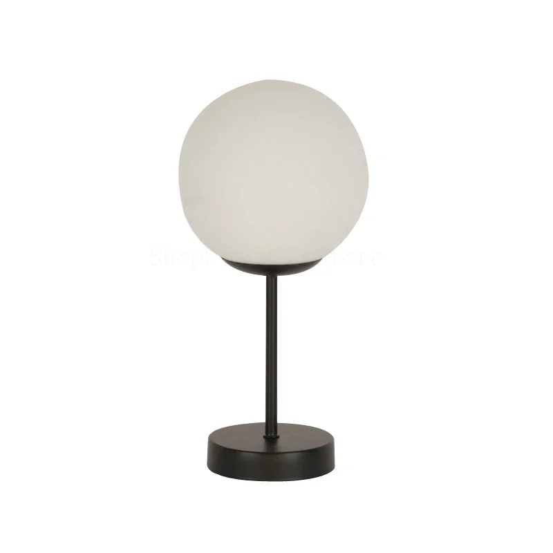 Simple White Glass Ball Table Lamp Living Room Decorative Bedroom Bedside  LED Lights Offices Learn Reading Table Light
