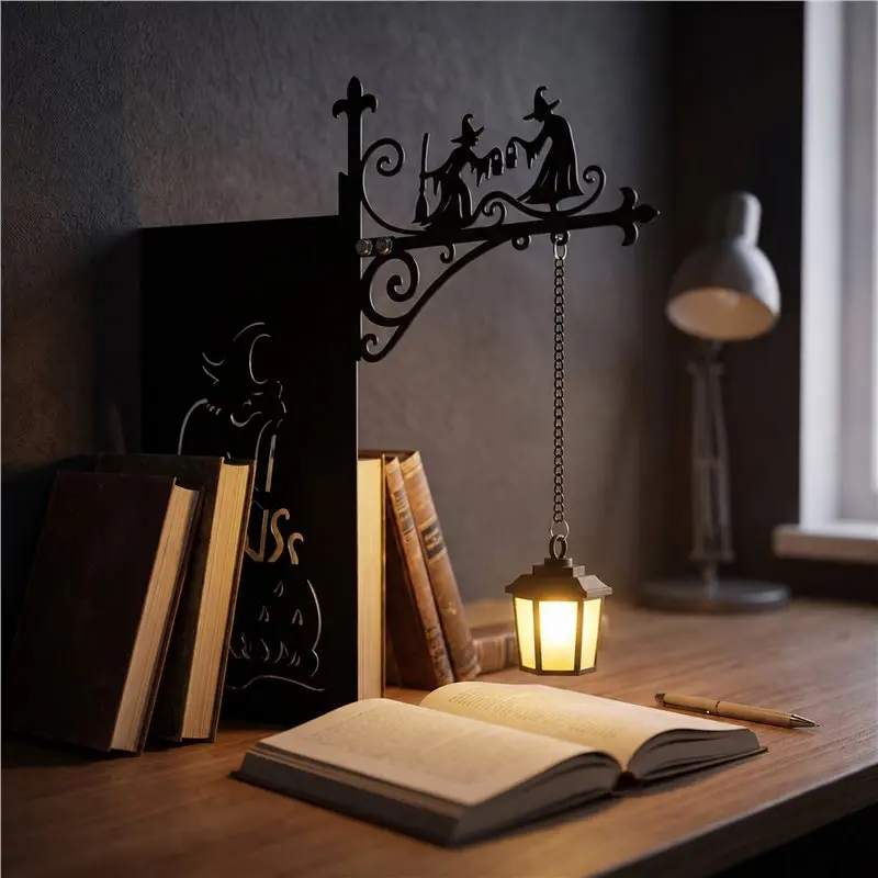 B14C For Bookworms LED Book Nook Light Halloween Bookshelf Reading Lamp For Study Corner Library Gift For Booklovers