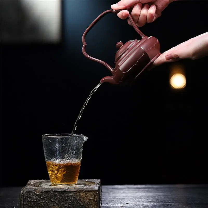 J1UL1N Tea Set Coffee Maker High Quality Hexagonal Loop-Handled Teapot Ceramics Handmade Clay