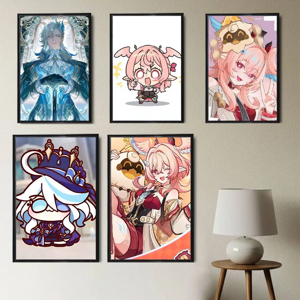 Furina Linnea Neuvillette Genshin Impact Poster Prints Wall Painting Picture Gift Living Room Bar Restaurant Dec Sticker Large