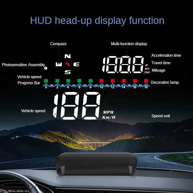 Car GPS Head Up Display Universal Off Road HUD High Definition Vehicle Speed And Altitude Intelligent Display Screen