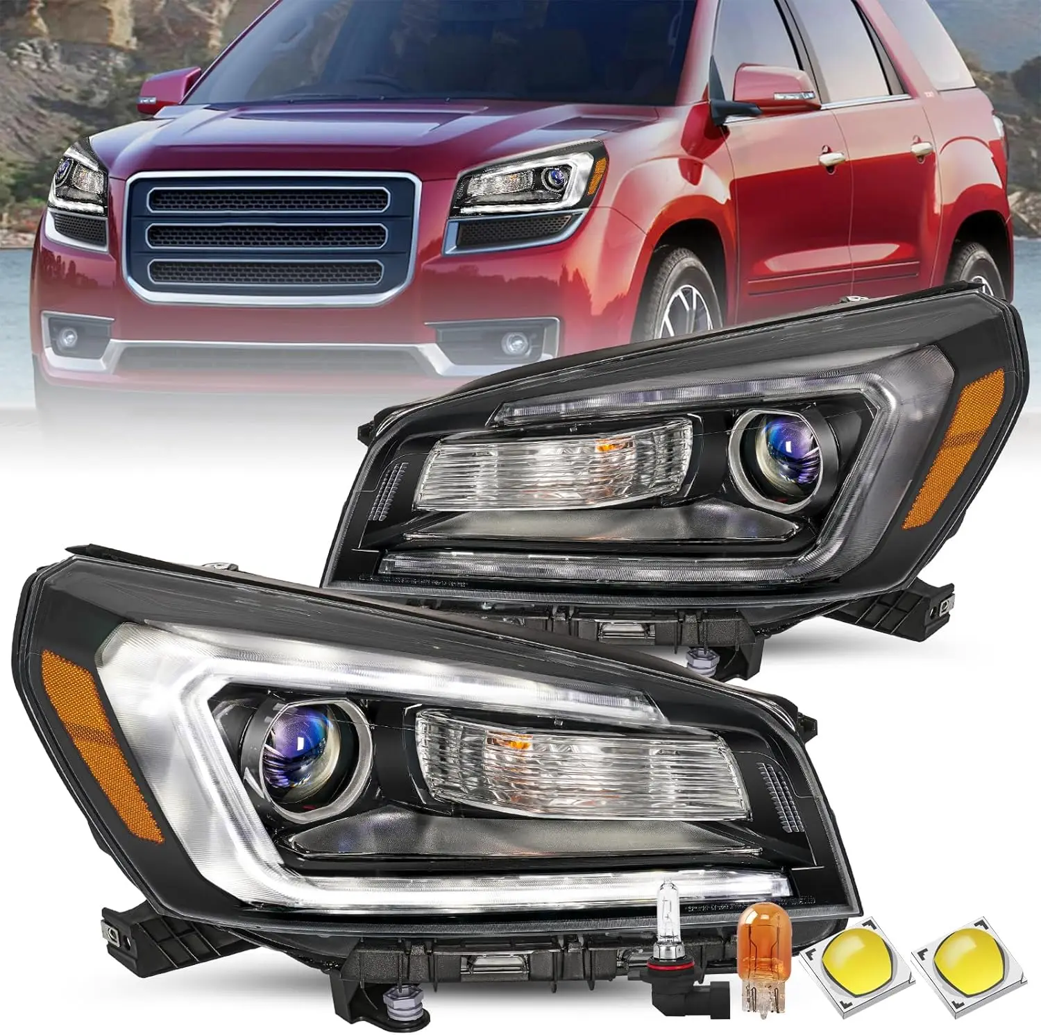 

Галогенная фара в сборе для проектора GMC Acadia 2013-2016 гг., светодиодная трубка, заводская фара в стиле OE, пара со стороны водителя и пассажира Se