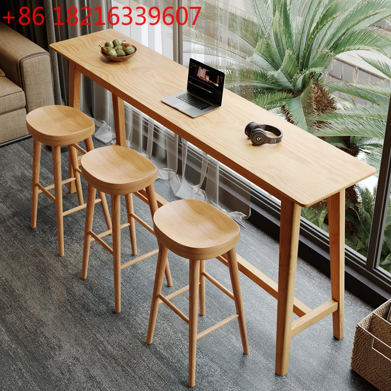 

Комбинация простых современных настенных столов и стульев из цельного дерева для дома