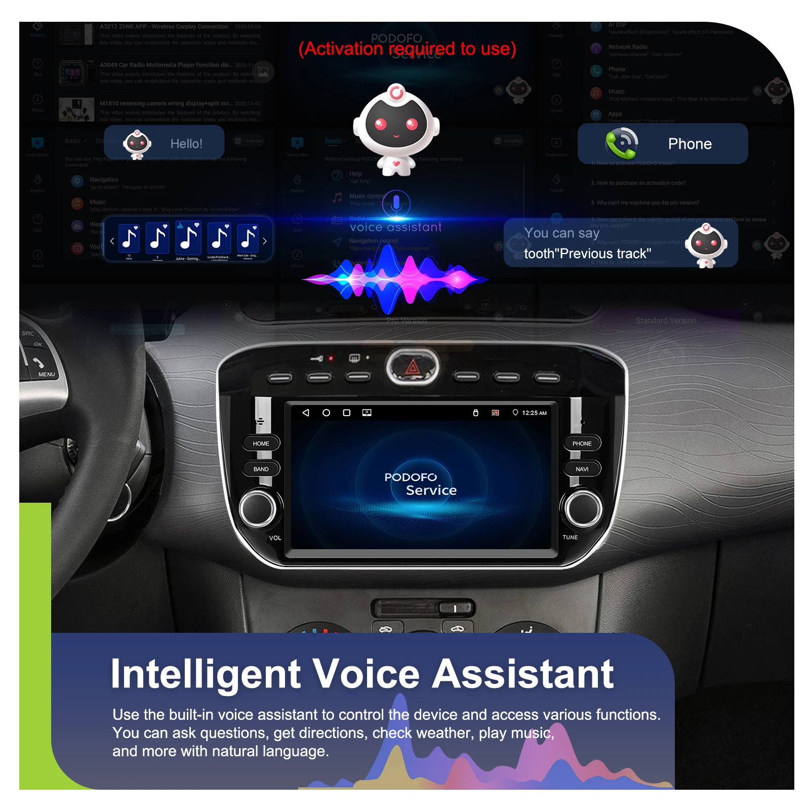 Podofo 2DIN 4+64G Android Autoradio für FIAT Punto 2012–2016 Auto-Multimedia-Player Carplay Android Auto GPS Mirror Link USB – Detail 22