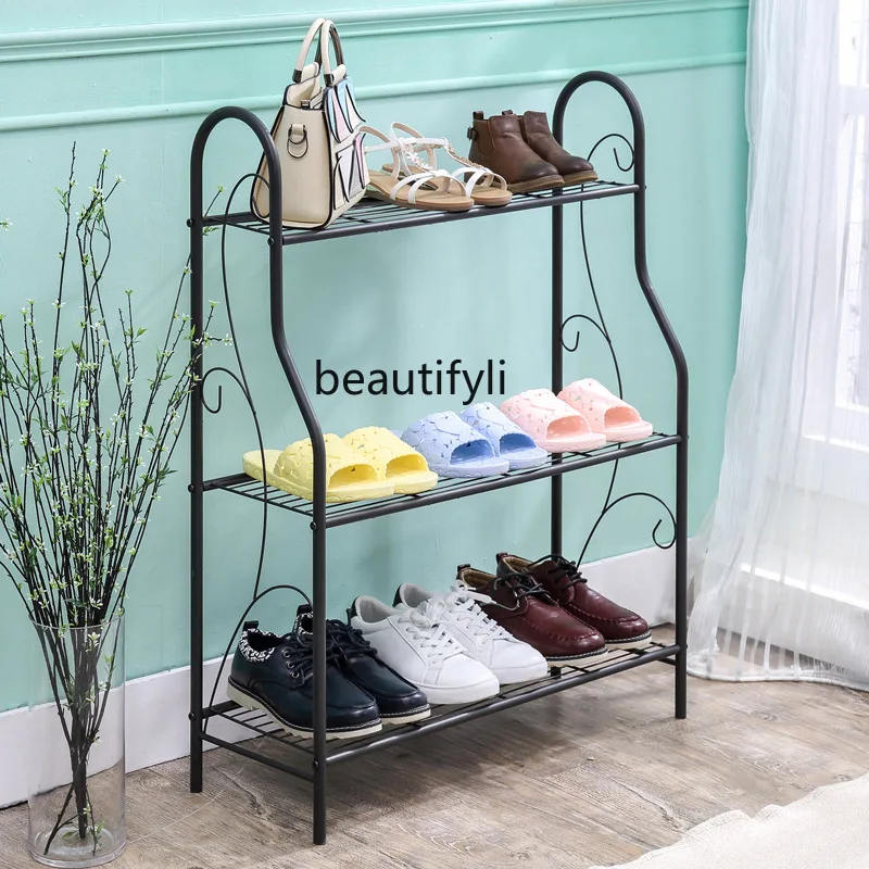 yj Simple Shoe Rack Multi-Layer Iron Shoe Cabinet Simple Modern Assembly Dustproof Shoe Rack