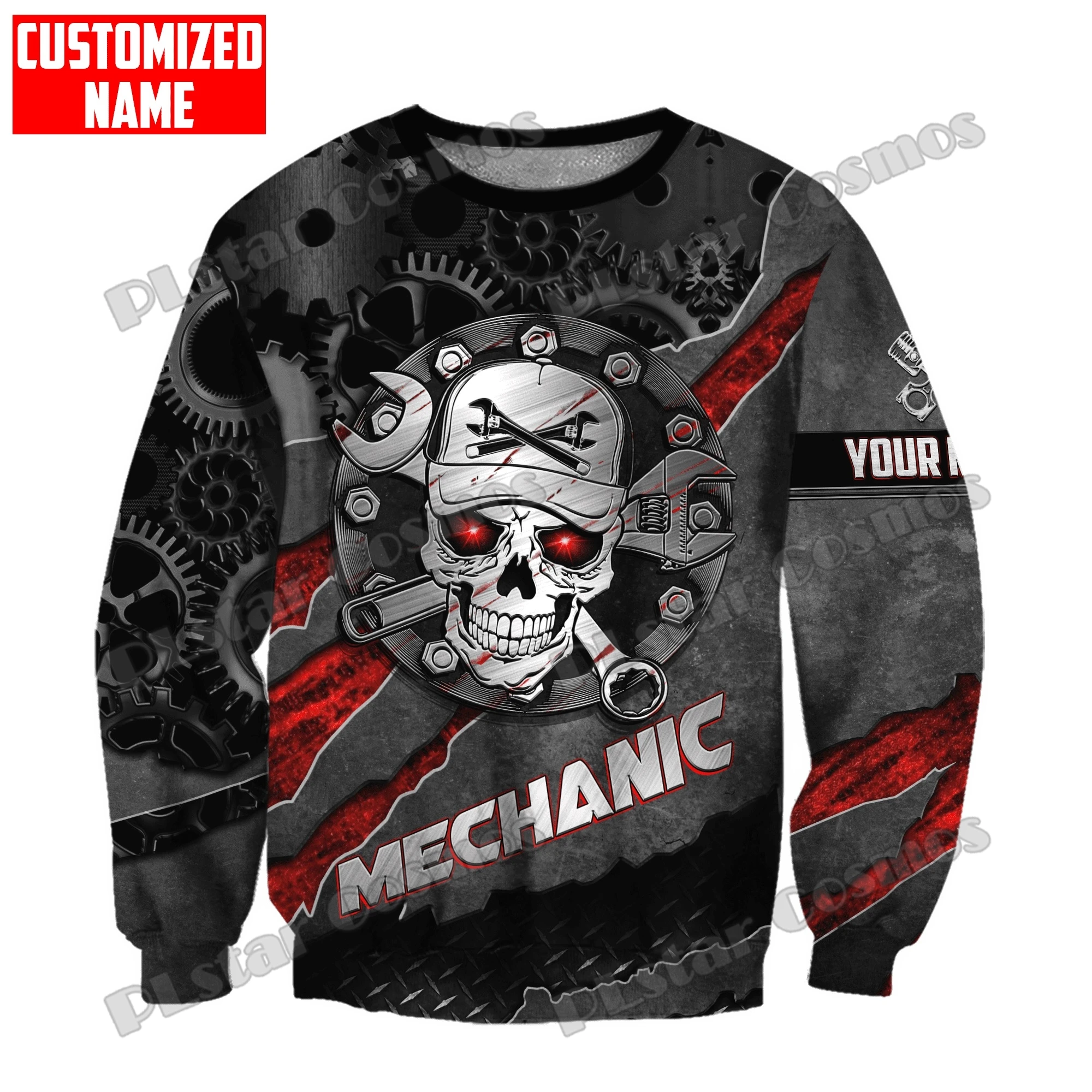 Personalized Mechanic Skull Tool Metal 3D Printed Men's Hoodie & Sweatshirt Autumn Unisex Streetwear Casual zip hoodies DK595