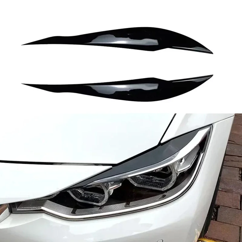 2 uds cubiertas de tapa de ojo de faro de coche ABS lámpara de faro de carbono pegatinas embellecedoras de cejas para BMW Serie 3 F30 F31 318i 320i 2012-2018