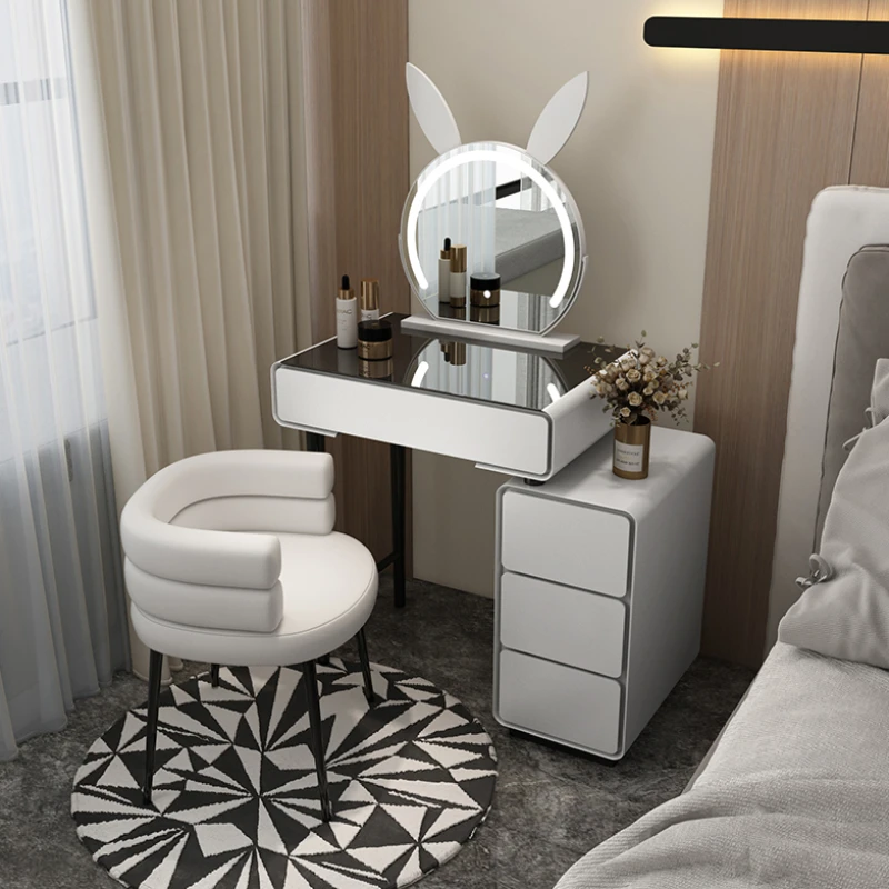 

Aesthetic Bedroom Dressing Table Nordic modern Minimal Drawer Makeup Table Storage Modern Women Mesa De Maquillaje Furniture