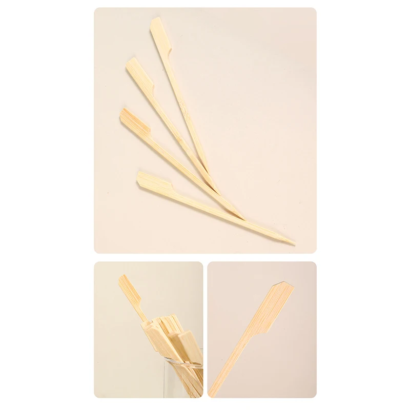 Pinchos de bambú de madera para cóctel, palillos de paleta de bambú, pinchos de comida, palillos de dientes para aperitivos, 100 unidades