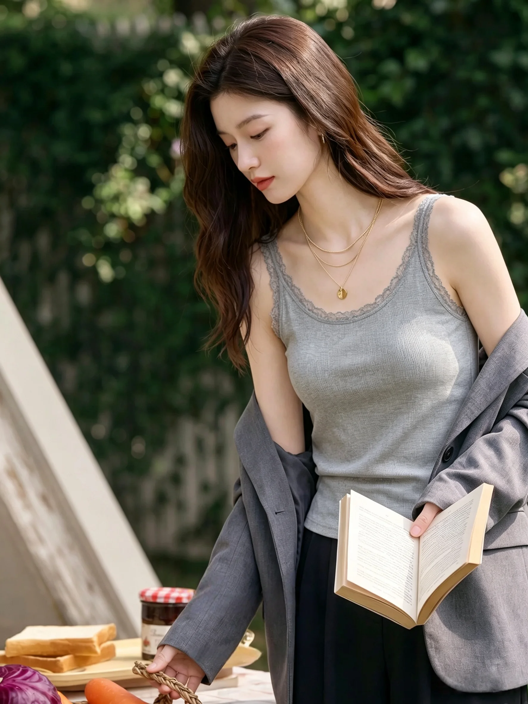 Women's Slim Fit Tank Top Lace Trim Cotton 95% Summer Base Layer Outerwear Casual Comfortable Breathable  Color