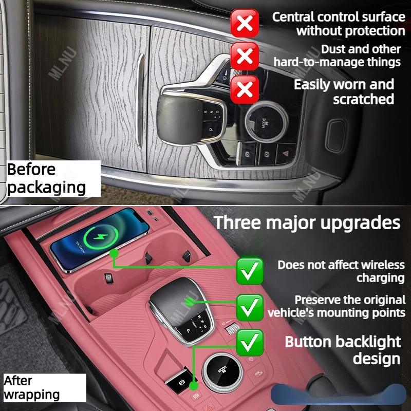 Car Central Control Silicone Pad For Tiggo 8 Pro/Max/PHEV 2024 Accessories,Shockproof Anti-Noise,Soft Toughness,Sun Aging