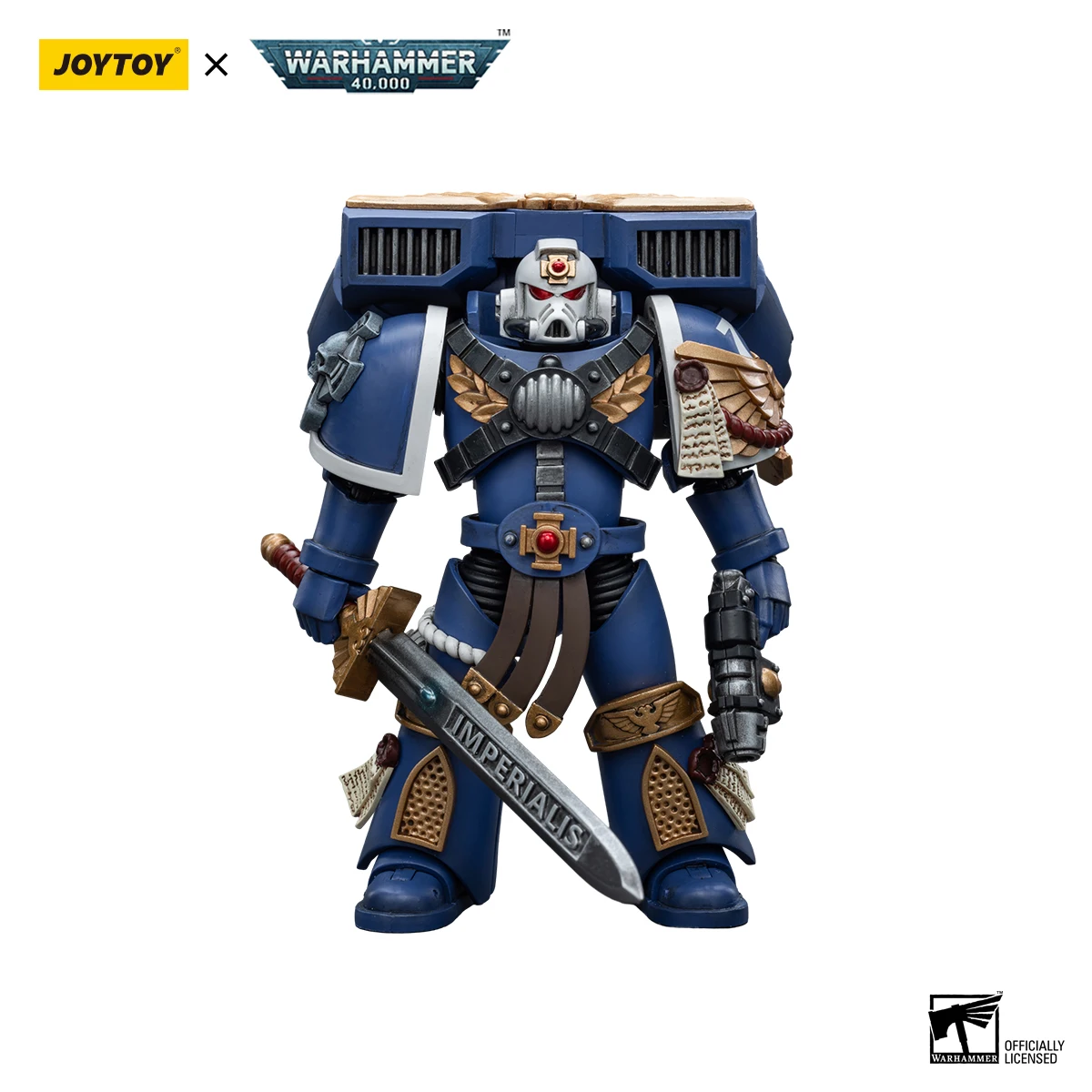 [IN STOCK] JOYTOY 1/18 Warhammer 40k Action Figure Ultramarines Vanguard Veteran with Chainsword and Bolt Pistol Model  Gift