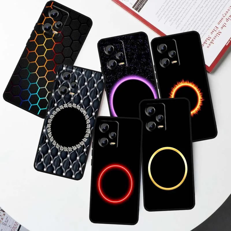 

Carbon Fiber Cool Round For Xiaomi Redmi Note 14 13 12 12S 11E 11 11S 11T Pro Plus 4G 5G Black Soft TPU Cover Phone Case