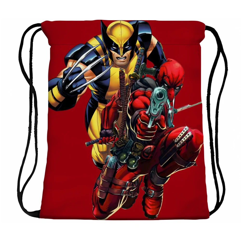 Movie Deadpools 3 Anime Printed Drawstring Backpack Adult Creative Fashion Draw String Bag Casual Accessories Storage Pouch Gift