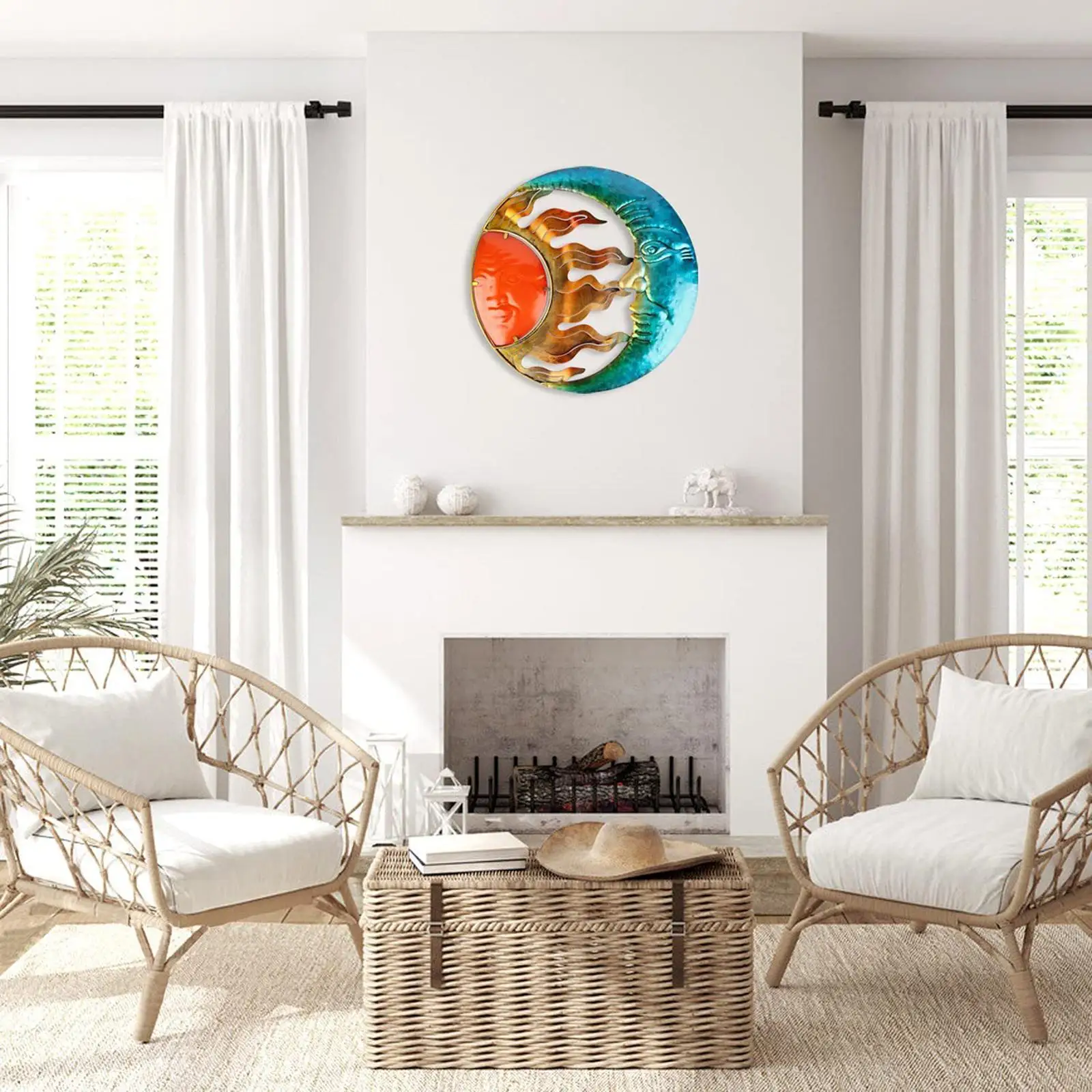 Słońce i księżyc dekoracje ścienne słońce księżyc ściana wisząca Metal Art Deco ściana ogrodu sztuka do sypialni kryty płot dekoracja na zewnątrz