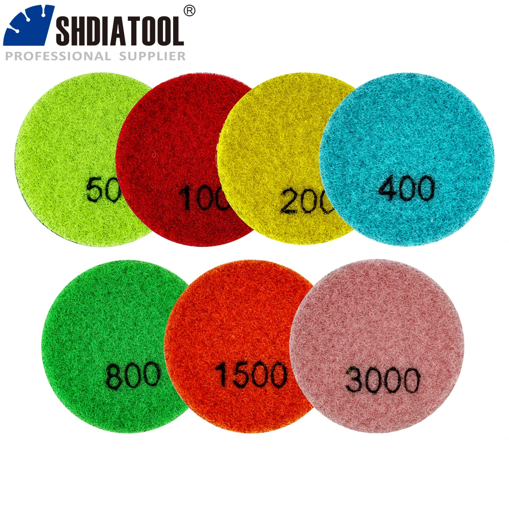 

SHDIATOOL 7Pcs Mini Diamond Polishing Pads Dia 50mm Resin Sanding Disc Set For Granite Marble 2Inch Flexible Stone Polisher Pads