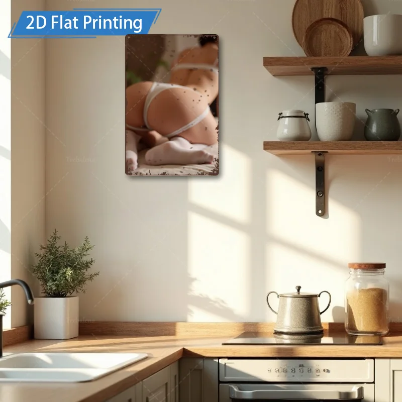 1 قطعة علامة معدنية، 4 × 16 بوصة "فن جدار الطباعة المسطحة الحديثة البسيطة ثنائية الأبعاد لديكور غرفة المعيشة"