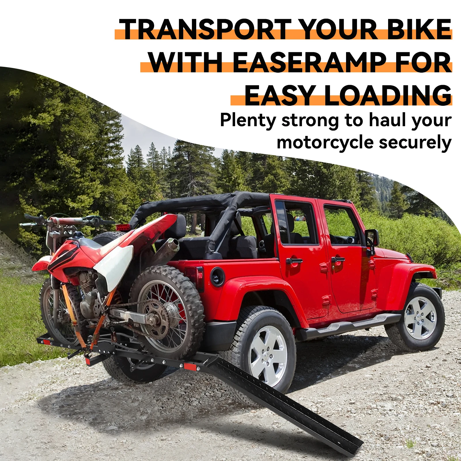Portabicicletas / Moto Con Rampa Para Enganche De 2" – Capacidad 500 Lbs, Ajustable Y Removible