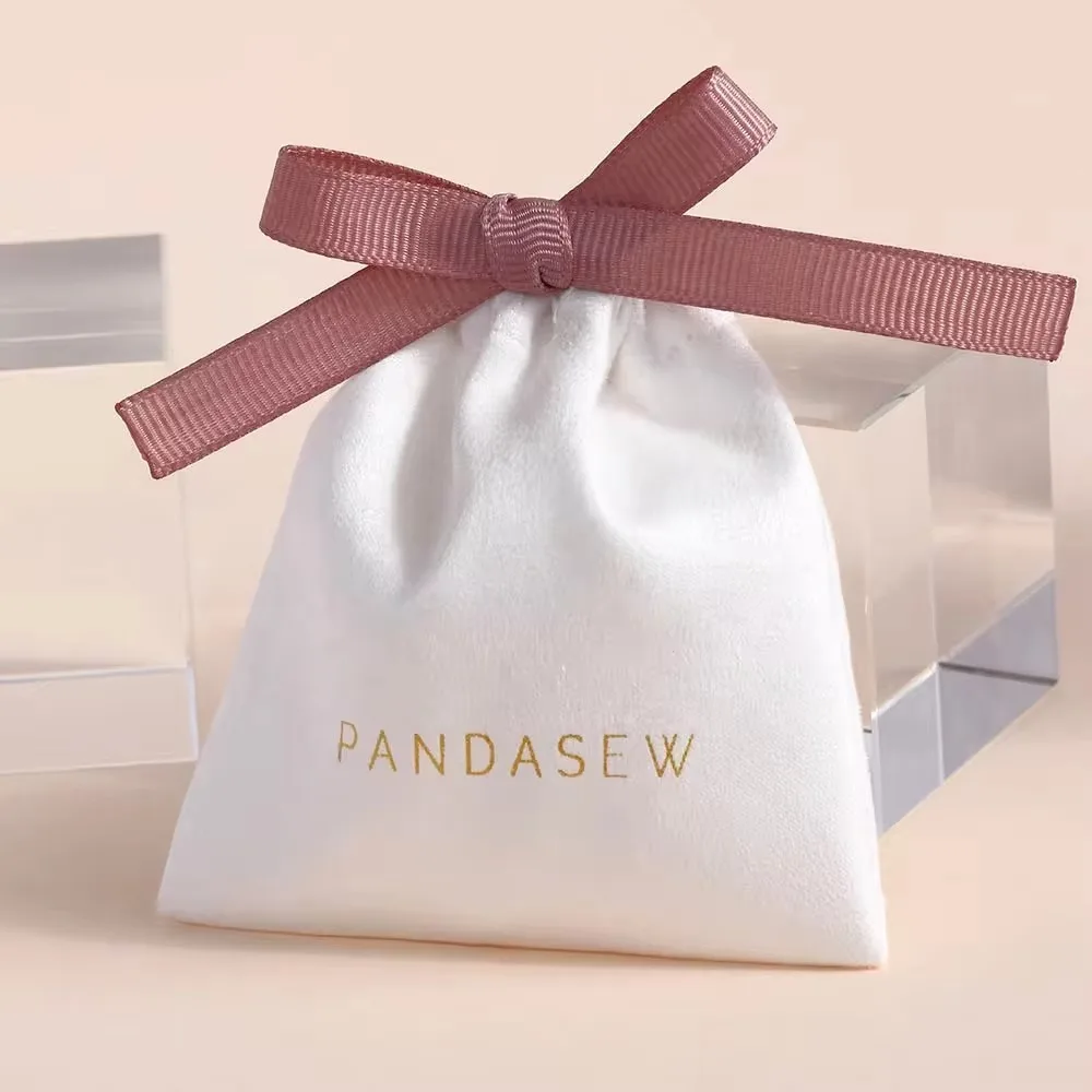Custom Logo Suede Jewelry Pouch Drawstring Bag Necklace Bracelet Gift Drawstring Jewelry Suede Pouch