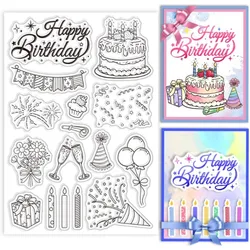 1 arkusz wszystkiego najlepszego z okazji urodzin przezroczyste znaczki dla DIY Scrapbooking urodziny uroczystości silikonowe pieczęcie pieczęcie przezroczyste znaczki na karty